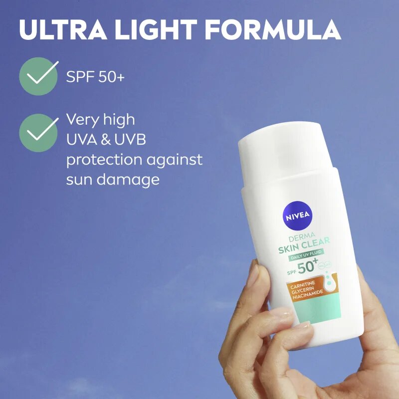 Nivea Derma Skin Clear lehký ochranný fluid SPF 50+ 40 ml