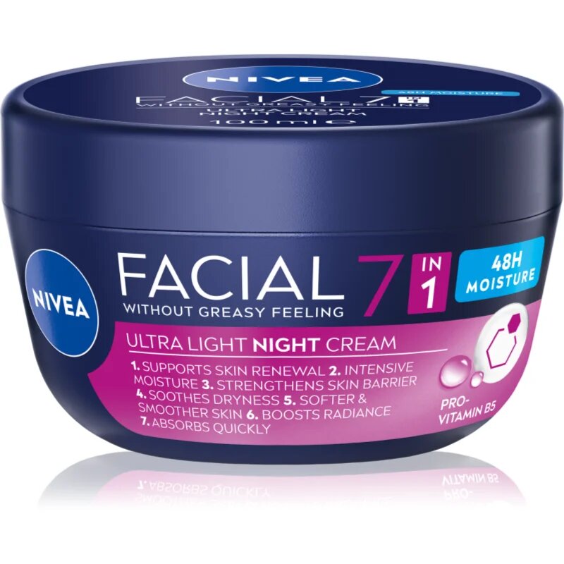 Nivea Facial Night lehký noční krém 7 v 1 100 ml