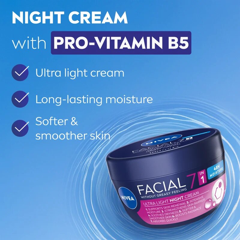 Nivea Facial Night lehký noční krém 7 v 1 100 ml