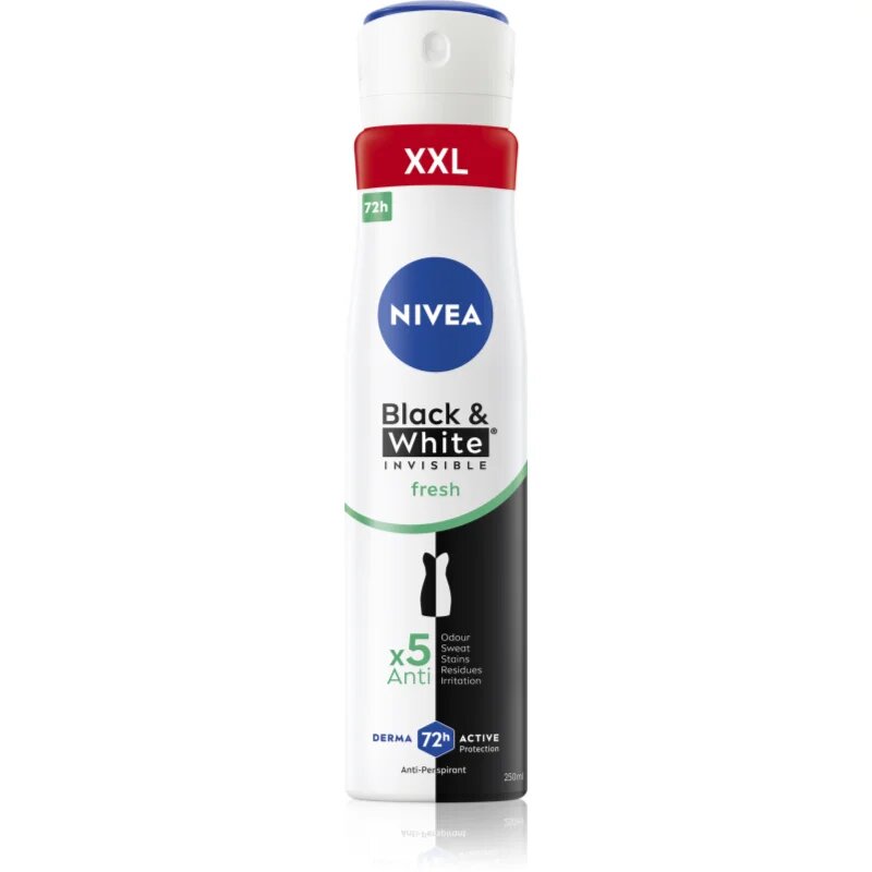 Nivea Invisible Black & White Fresh antiperspirant ve spreji pro ženy 250 ml