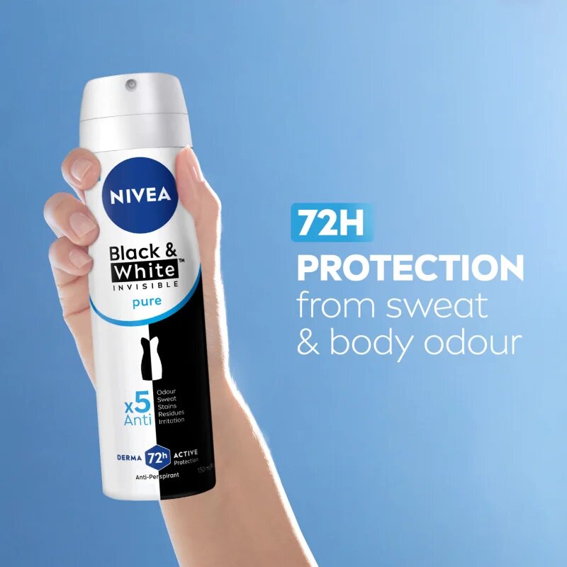 Nivea Invisible Black & White Pure antiperspirant ve spreji pro ženy 150 ml