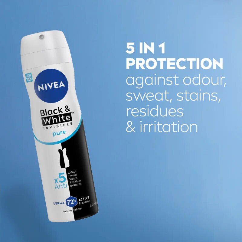 Nivea Invisible Black & White Pure antiperspirant ve spreji pro ženy 150 ml