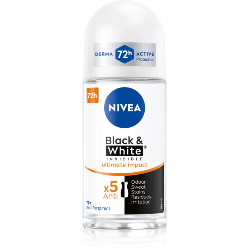 Nivea Invisible Black & White Ultimate Impact kuličkový antiperspirant pro ženy 50 ml