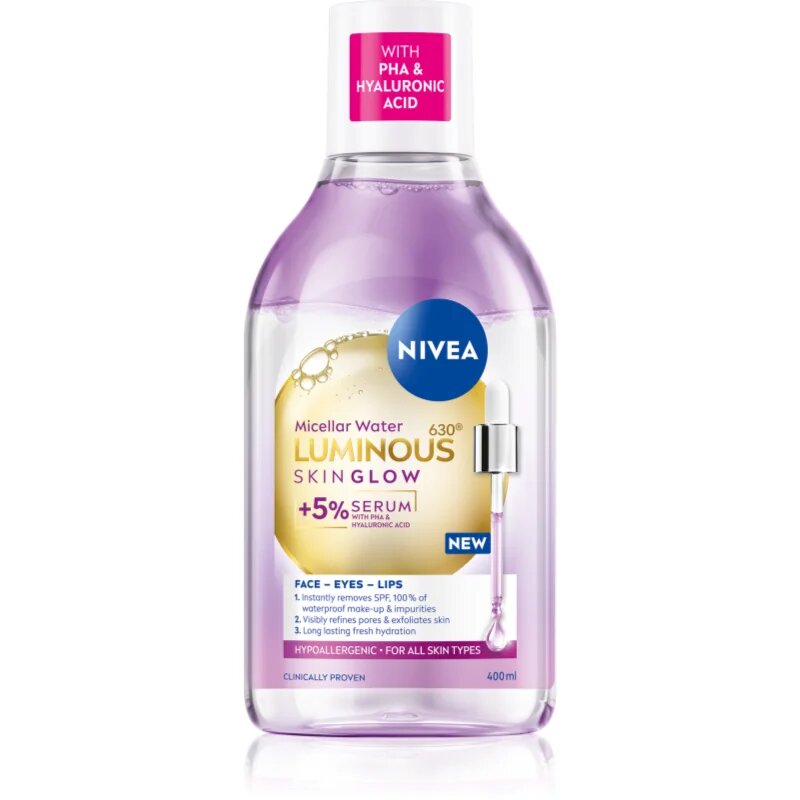 Nivea Luminous Skin Glow čisticí micelární voda pro rozjasnění pleti 400 ml