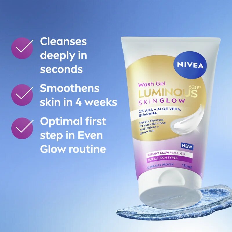 Nivea Luminous Skin Glow čisticí pleťový gel pro rozjasnění pleti 150 ml