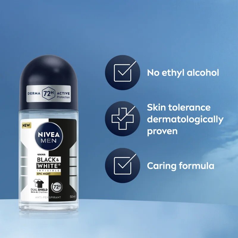 Nivea MEN Black & White Epic Night antiperspirant roll-on 72h 50 ml