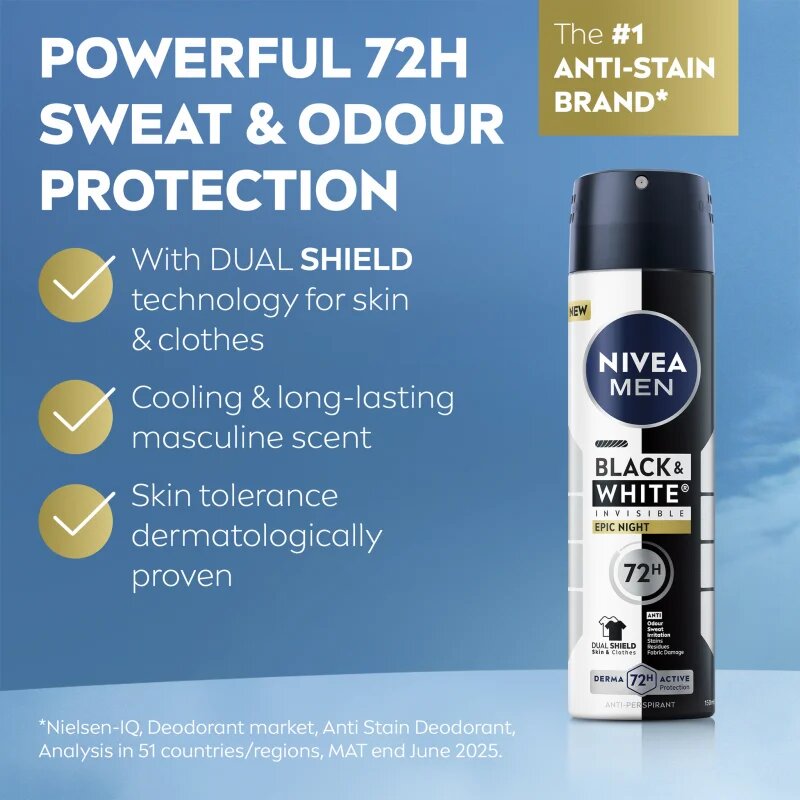 Nivea MEN Black & White Epic Night antiperspirant ve spreji pro muže 150 ml