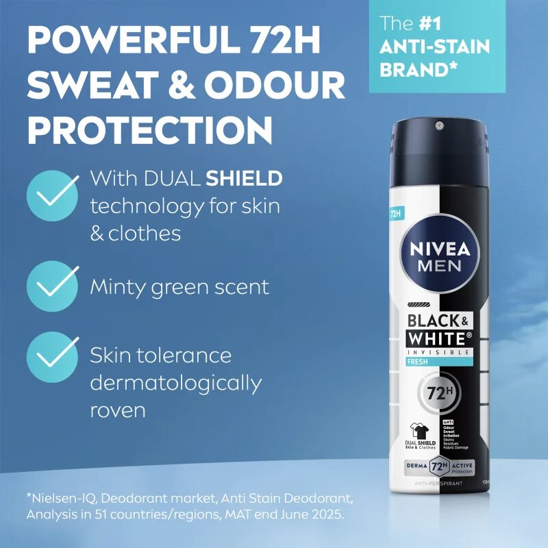 Nivea MEN Black & White Fresh antiperspirant ve spreji 200 ml