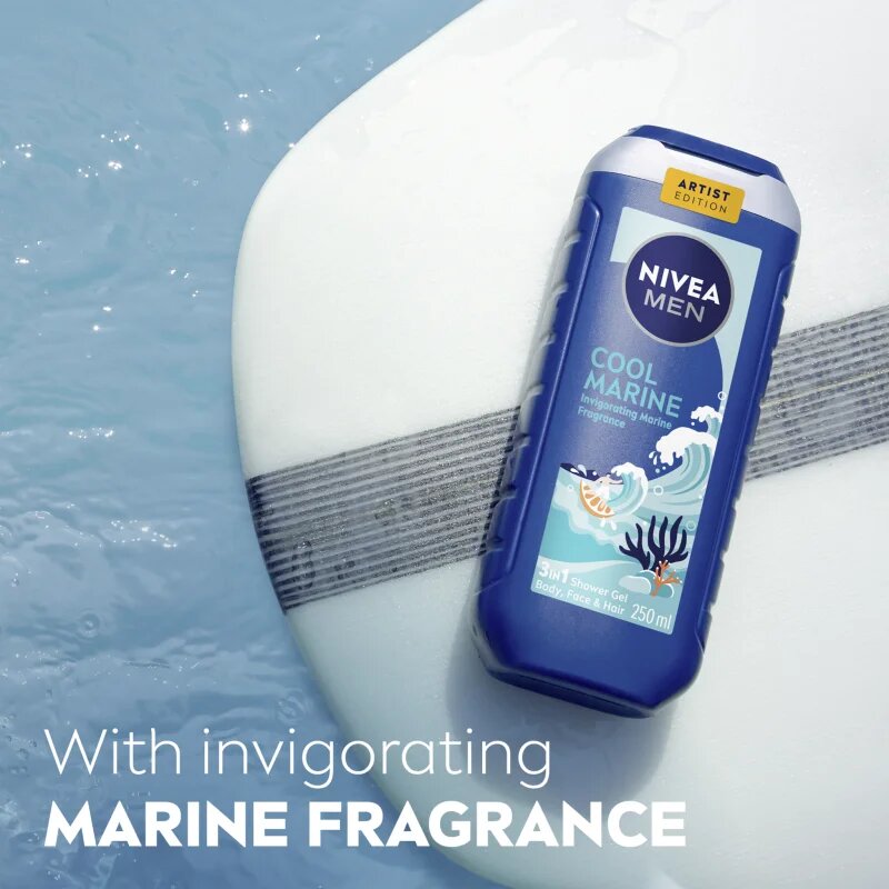 Nivea MEN Cool Marine sprchový gel na tělo a vlasy 250 ml