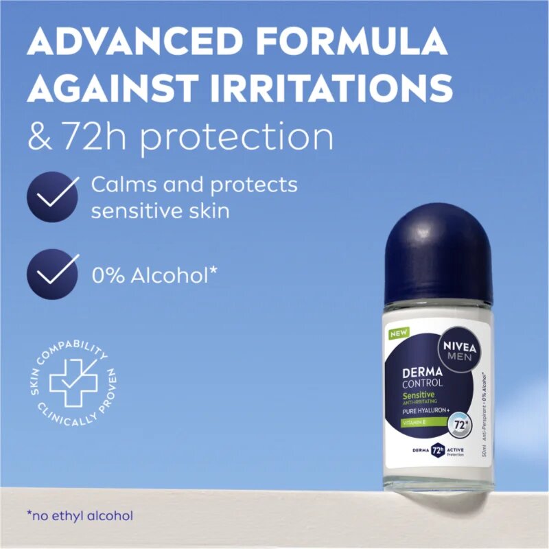 Nivea MEN Derma Control Sensitive kuličkový antiperspirant pro citlivou pokožku 50 ml