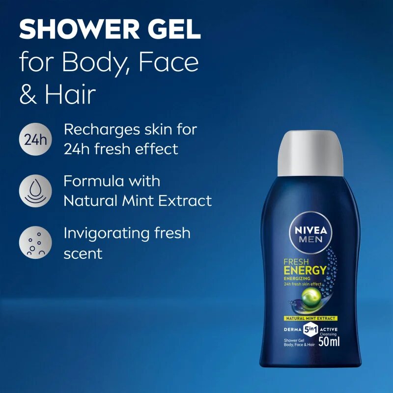 Nivea MEN Fresh Energy sprchový gel pro muže 50 ml