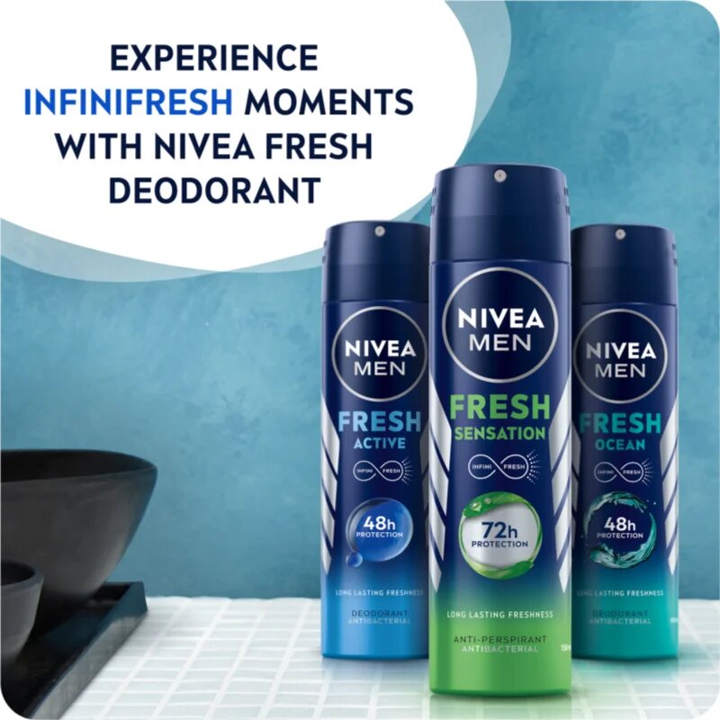 Nivea MEN Fresh Sensation antiperspirant ve spreji 72h pro muže 150 ml