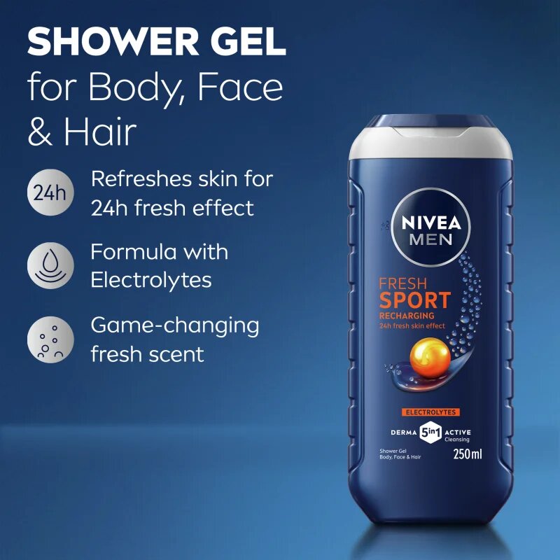 Nivea MEN Fresh Sport sprchový gel s minerály pro muže 250 ml