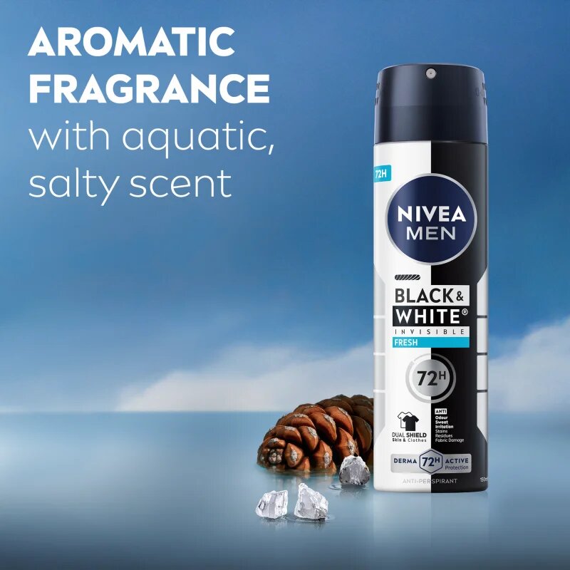 Nivea MEN Invisible Black & White sprej antiperspirant pro muže Fresh 150 ml