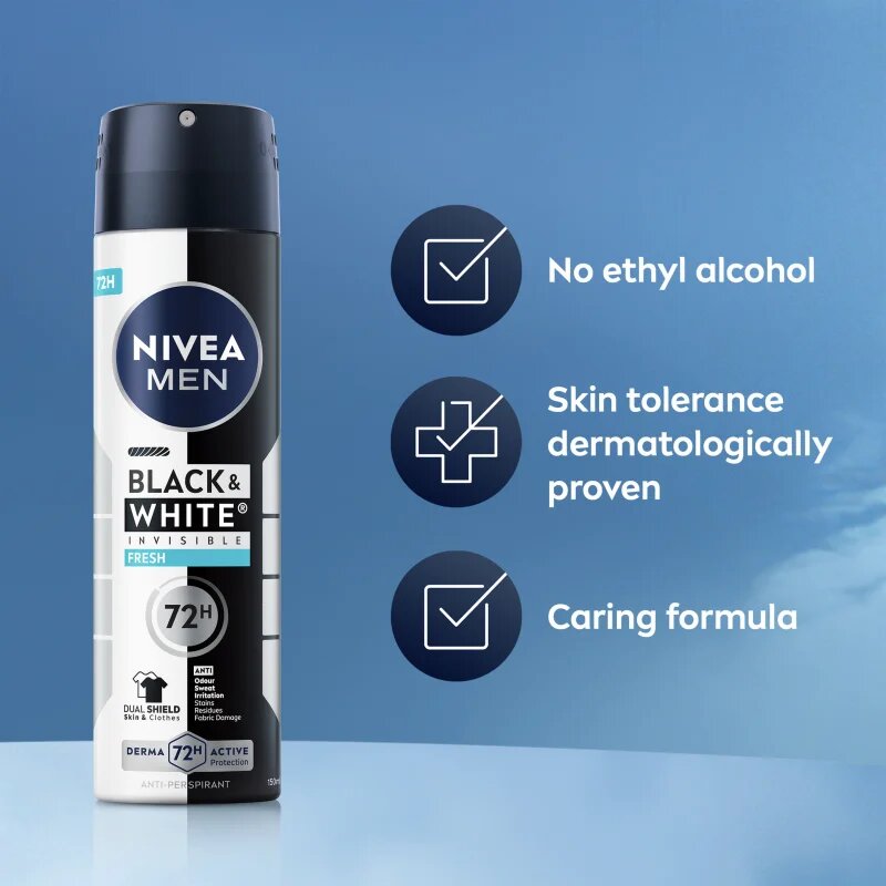 Nivea MEN Invisible Black & White sprej antiperspirant pro muže Fresh 150 ml
