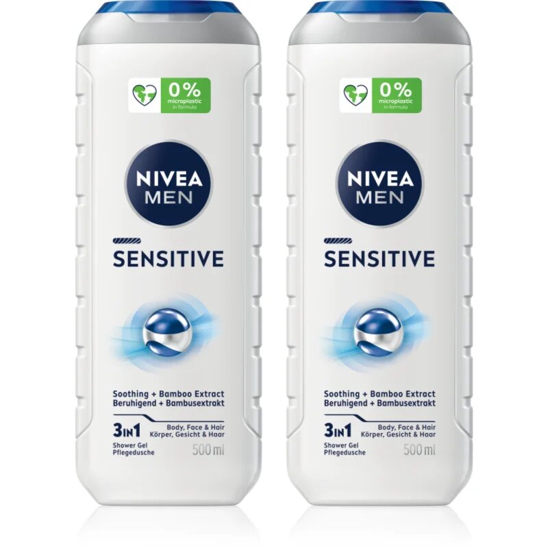 Nivea MEN Sensitive sprchový gel na tělo a vlasy výhodné balení