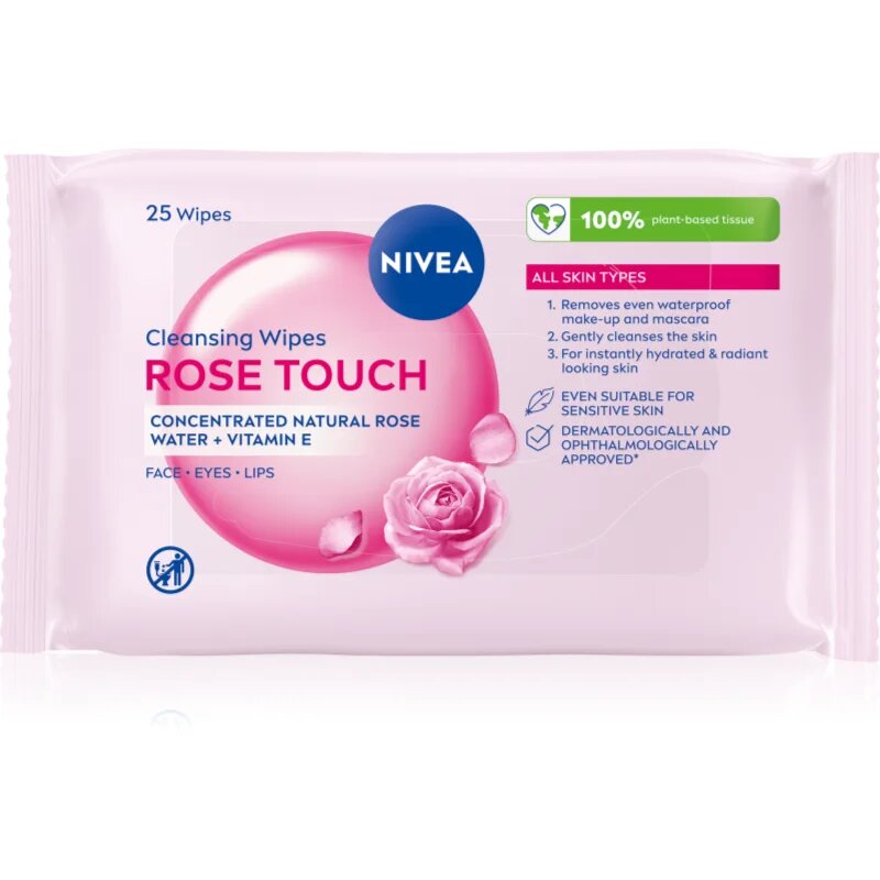 Nivea Micellar Rose Touch Čisticí micelární pleťové ubrousky 25 ks