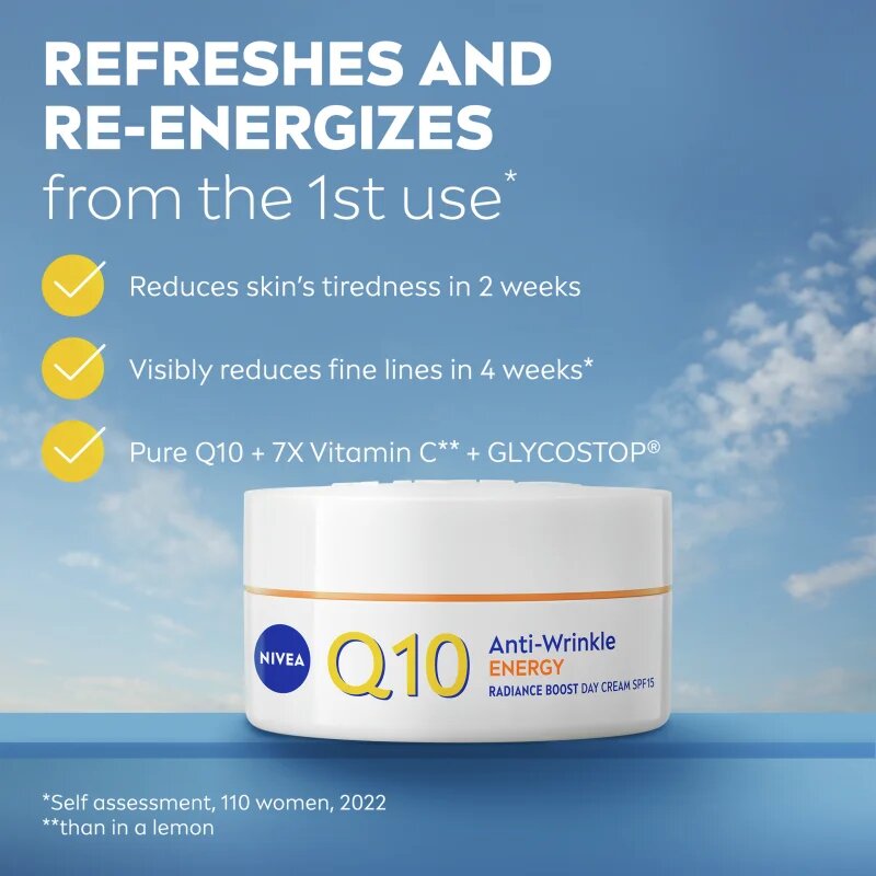 Nivea Q10 Anti-Wrinkle Energy energizující denní krém proti vráskám SPF 15 50 ml
