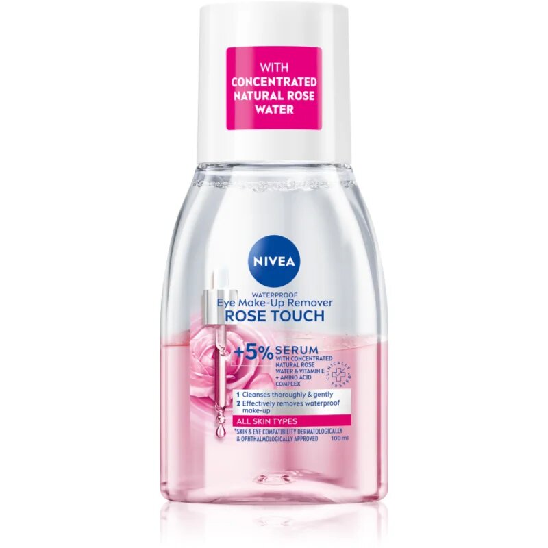 Nivea Rose Touch dvoufázový odličovač na oči 100 ml