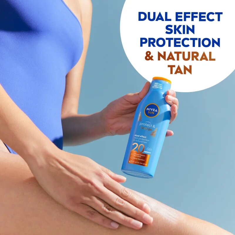 Nivea SUN Protect & Bronze mléko na opalování podporující zhnědnutí SPF 20 200 ml