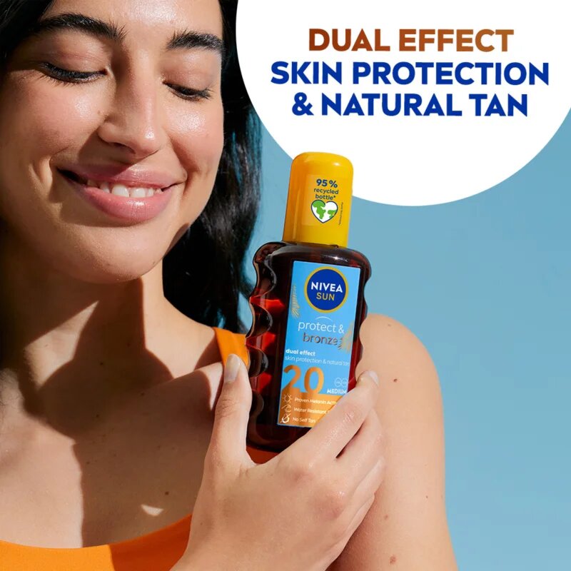 Nivea SUN Protect & Bronze olej na opalování podporující zhnědnutí SPF 20 200 ml