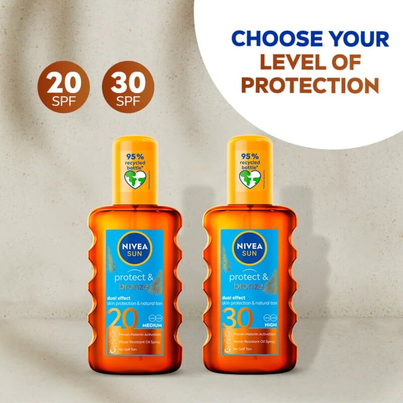 Nivea SUN Protect & Bronze olej na opalování podporující zhnědnutí SPF 20 200 ml