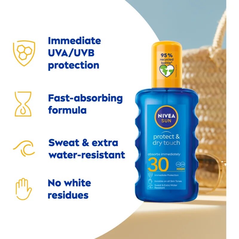 Nivea SUN Protect & Dry Touch neviditelný sprej na opalování SPF 30 200 ml