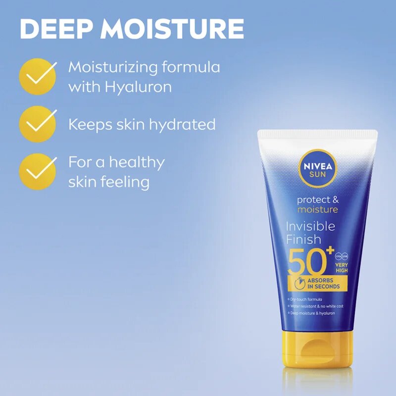 Nivea SUN Protect & Moisture hydratační mléko na opalování s kyselinou hyaluronovou SPF 50+ 150 ml