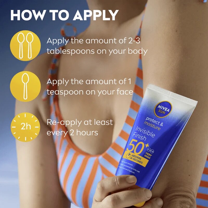 Nivea SUN Protect & Moisture hydratační mléko na opalování s kyselinou hyaluronovou SPF 50+ 150 ml