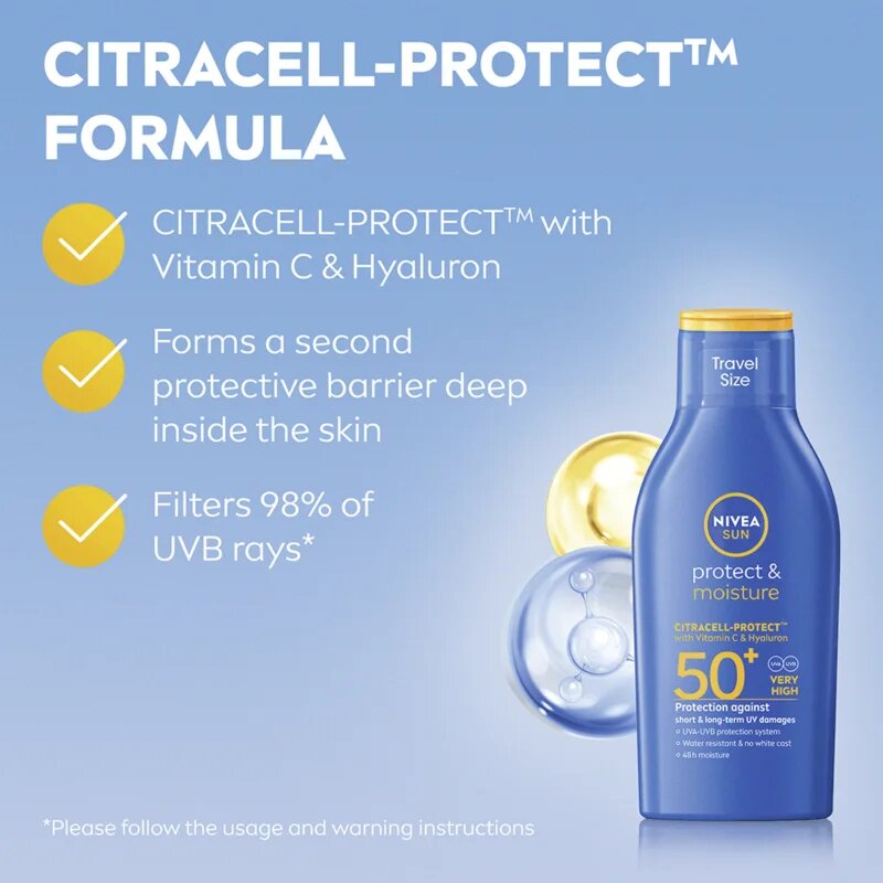 Nivea SUN Protect & Moisture hydratační mléko na opalování SPF 50+ 100 ml