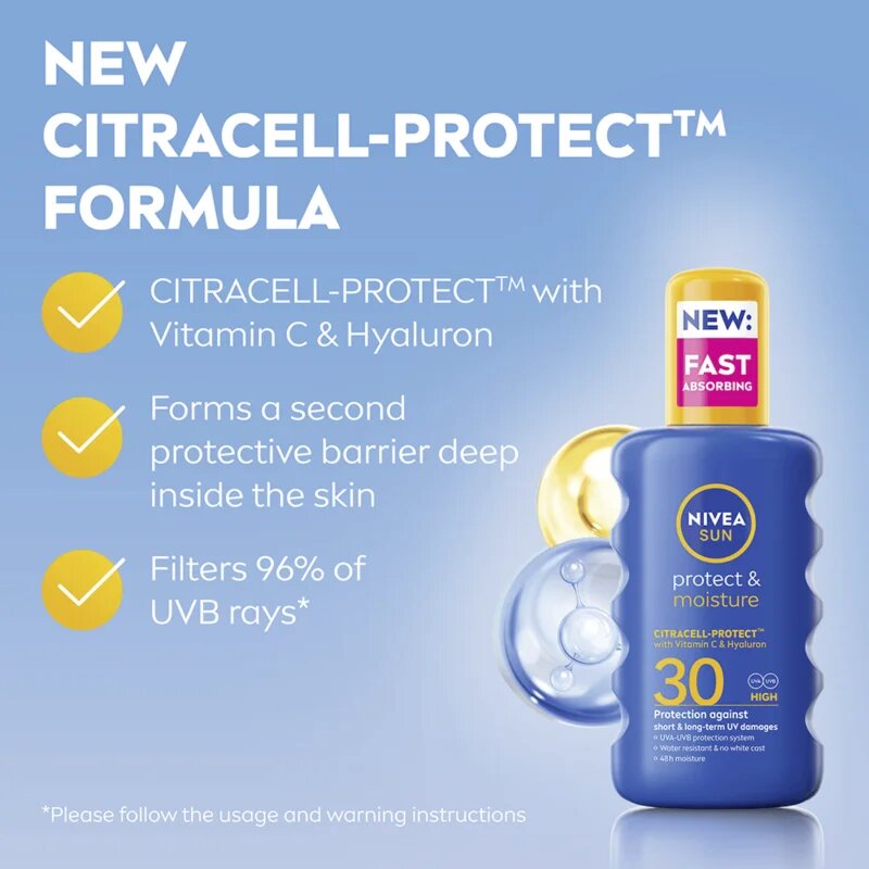 Nivea SUN Protect & Moisture hydratační sprej na opalování SPF 30 200 ml
