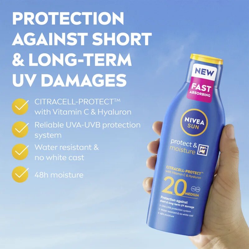Nivea SUN Protect & Moisture opalovací mléko SPF 20 200 ml