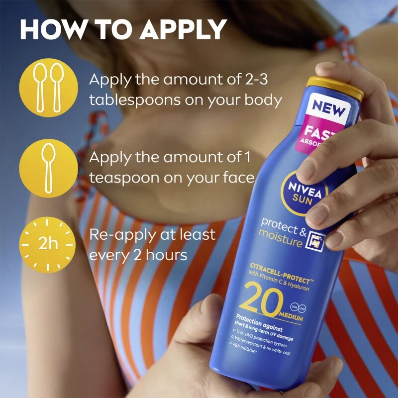 Nivea SUN Protect & Moisture opalovací mléko SPF 20 200 ml