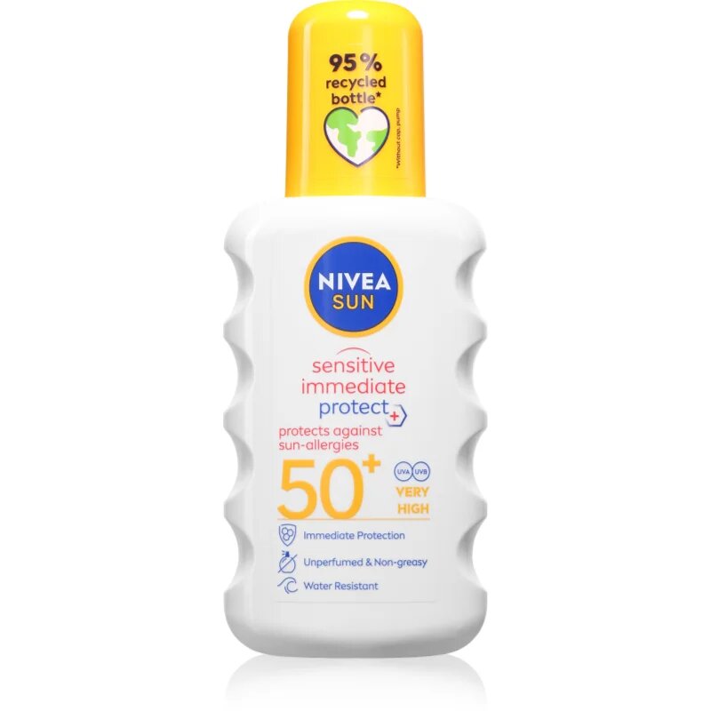 Nivea SUN Sensitive Immediate sprej na opalování Sensitive SPF 50+ 200 ml