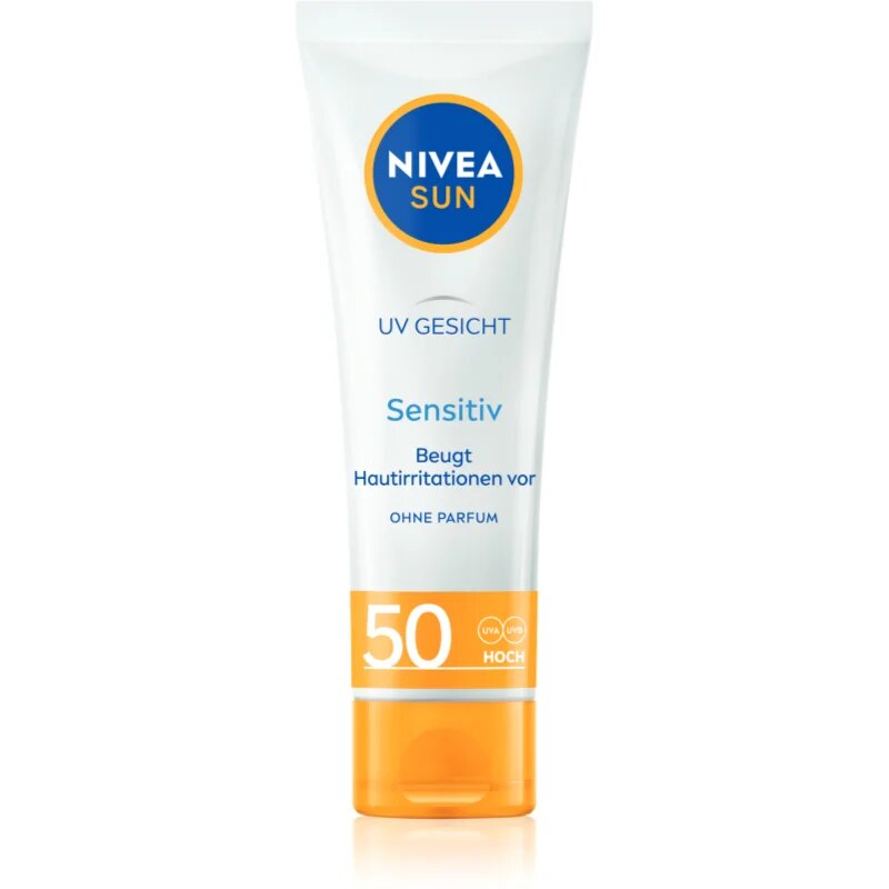 Nivea SUN Sensitive ochranný pleťový krém pro citlivou pleť SPF 50 50 ml