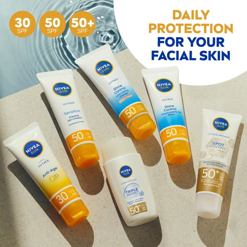 Nivea SUN Sensitive ochranný pleťový krém pro citlivou pleť SPF 50 50 ml