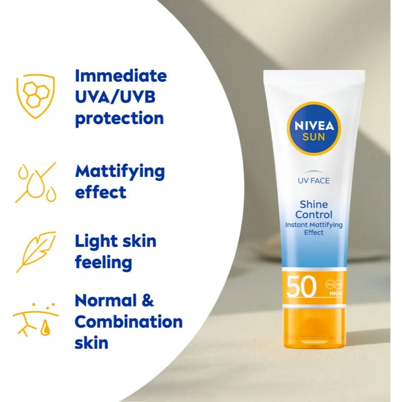 Nivea SUN UV FACE lehký zmatňující pleťový krém na opalování SPF 50 50 ml
