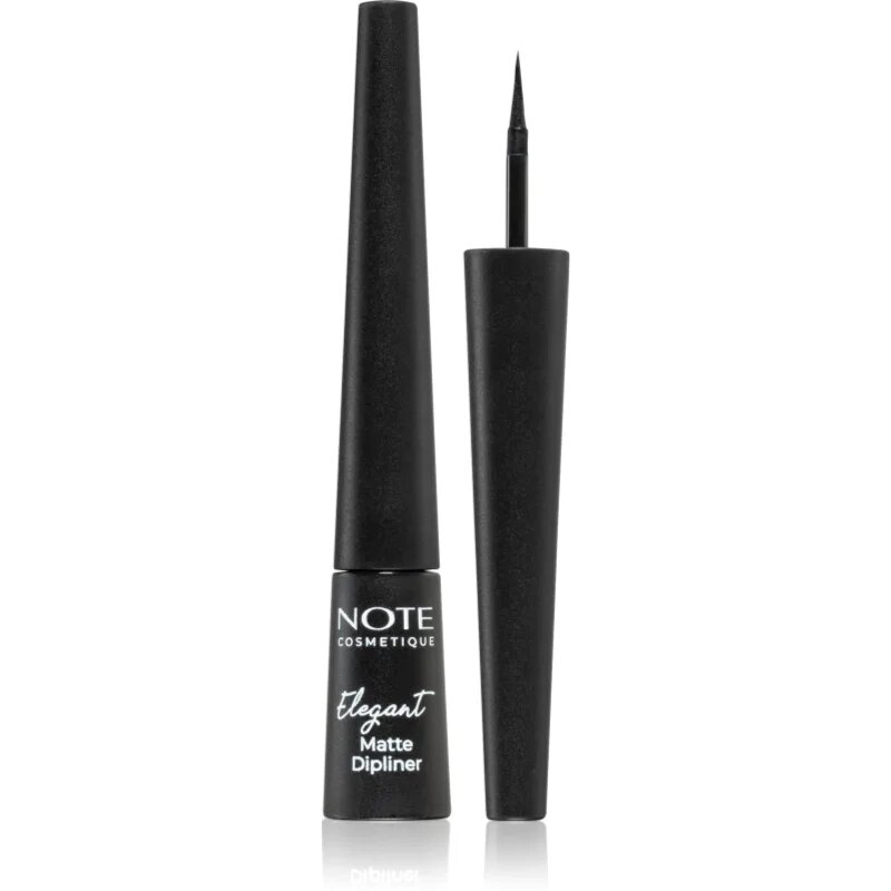 Note Cosmetique Elegant Matte Dipliner tekuté linky na oči s matným finišem odstín 01 Coal Black 25 ml