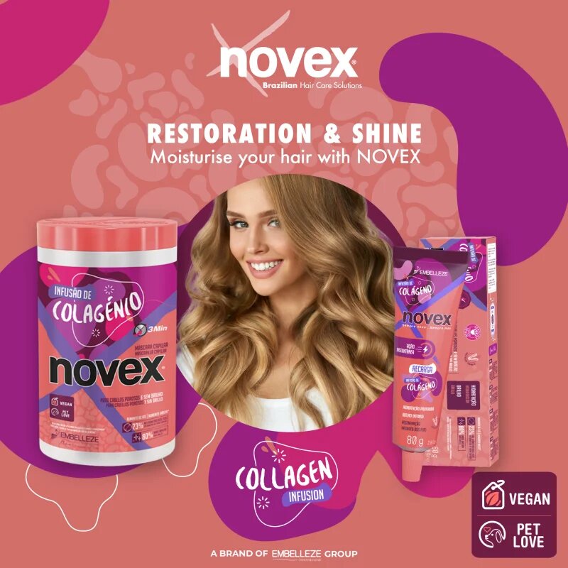 Novex Collagen Infusion posilující maska pro oslabené poškozené vlasy a roztřepené konečky 400 g