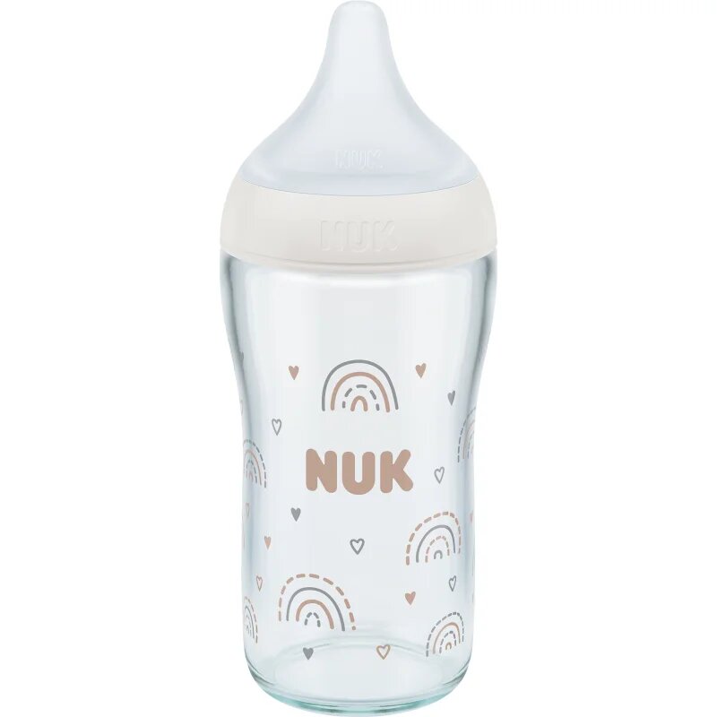 NUK Perfect Match Glass Bottle skleněná kojenecká láhev s kontrolou teploty 3m+ 1 ks