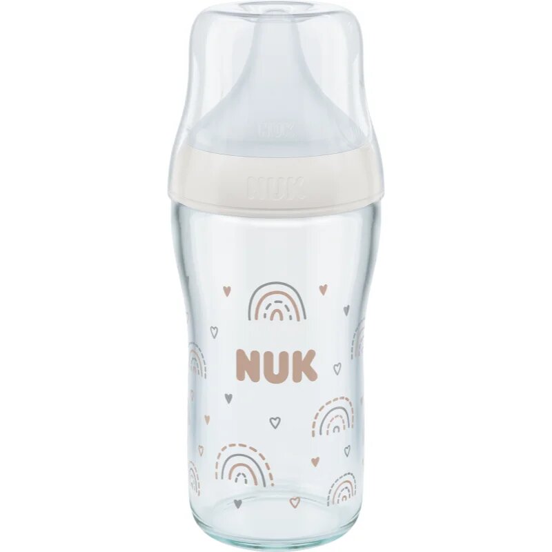 NUK Perfect Match Glass Bottle skleněná kojenecká láhev s kontrolou teploty 3m+ 1 ks