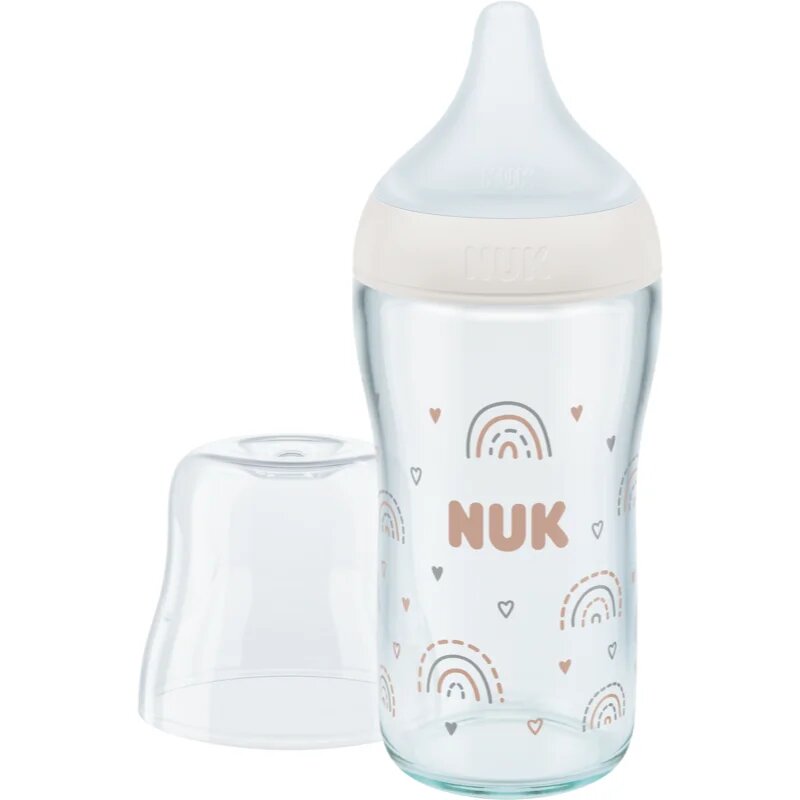 NUK Perfect Match Glass Bottle skleněná kojenecká láhev s kontrolou teploty 3m+ 1 ks