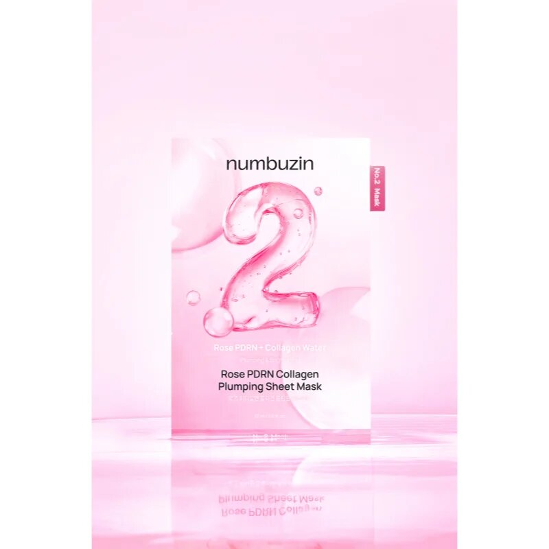 Numbuzin No. 2 Rose PDRN Collagen Plumping Sheet Mask hydratační plátýnková maska pro rozjasnění pleti 5 ks