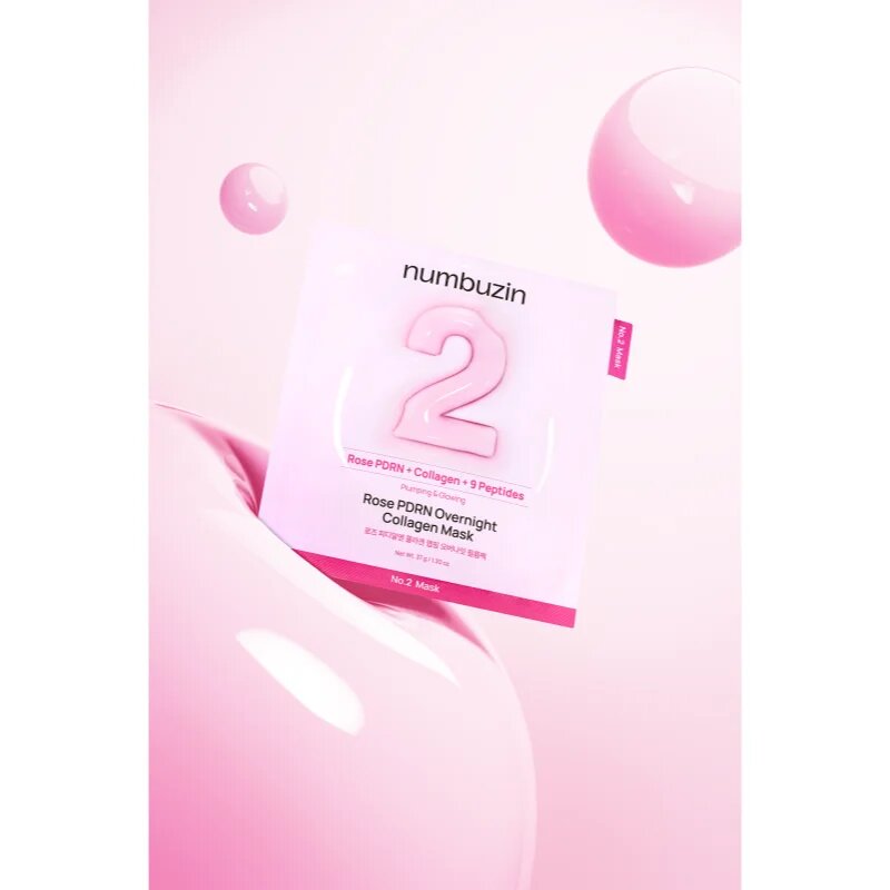 Numbuzin No. 2 Rose PDRN Collagen Plumping Sheet Mask hydratační plátýnková maska pro rozjasnění pleti 5 ks
