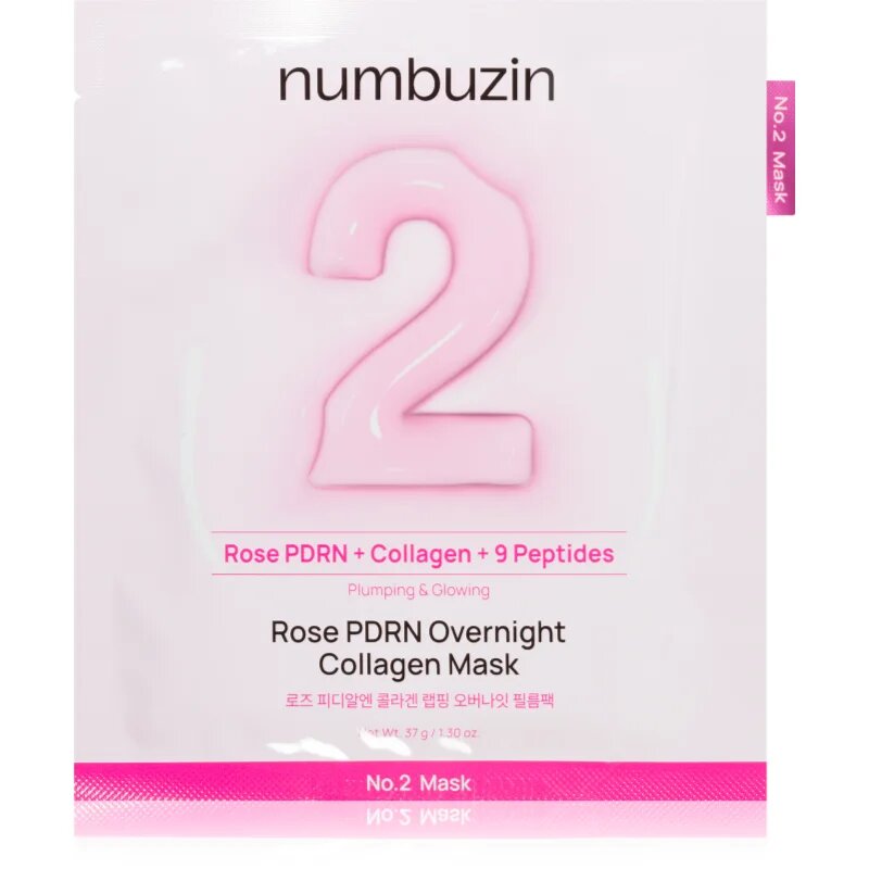Numbuzin No. 2 Rose PDRN OverNight Collagen Mask hloubkově vyživující maska na noc 4 ks