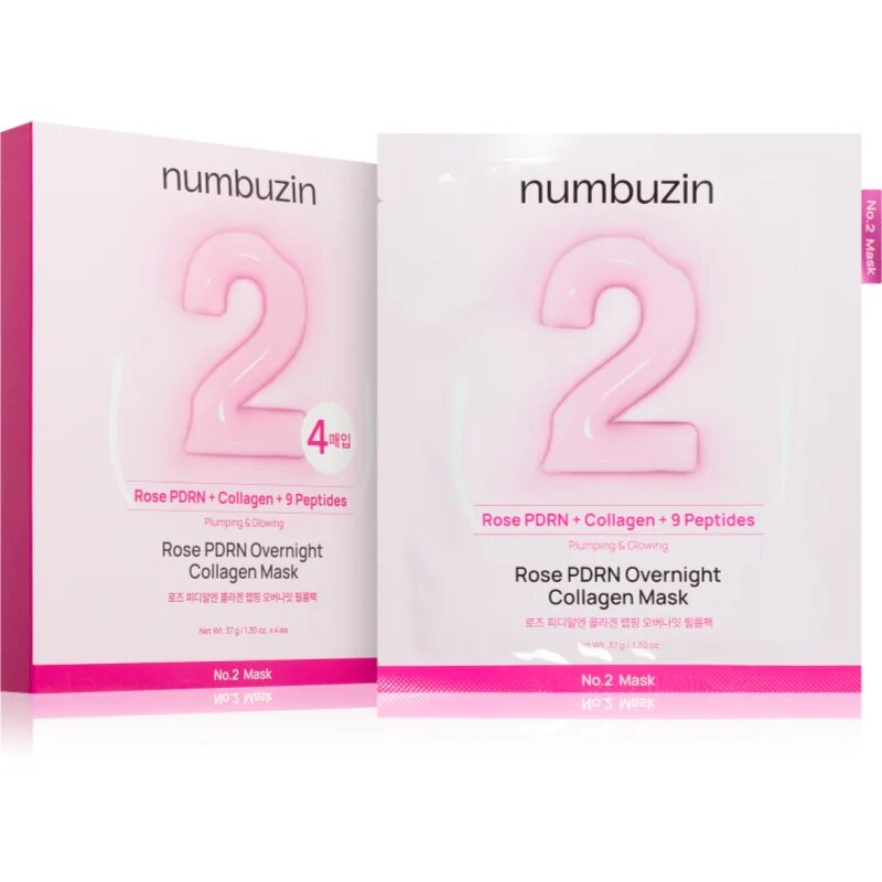 Numbuzin No. 2 Rose PDRN OverNight Collagen Mask hloubkově vyživující maska na noc 4 ks