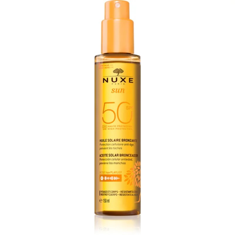 Nuxe Sun Face and Body Tanning Sun Oil olej na opalování na obličej a tělo SPF 50 150 ml