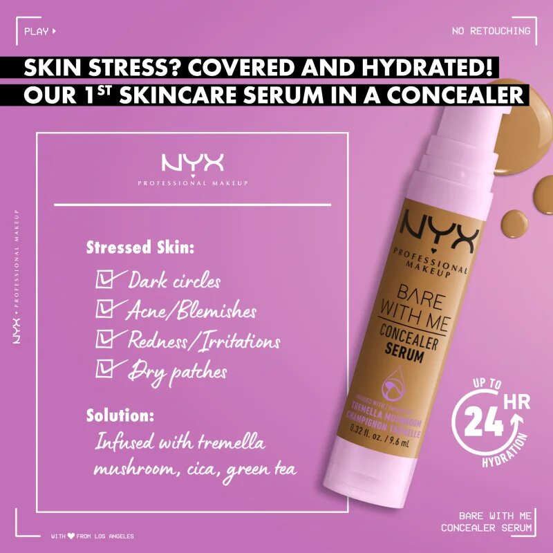 NYX Professional Makeup Bare With Me Concealer Serum hydratační korektor 2 v 1 odstín 07 Medium 96 ml
