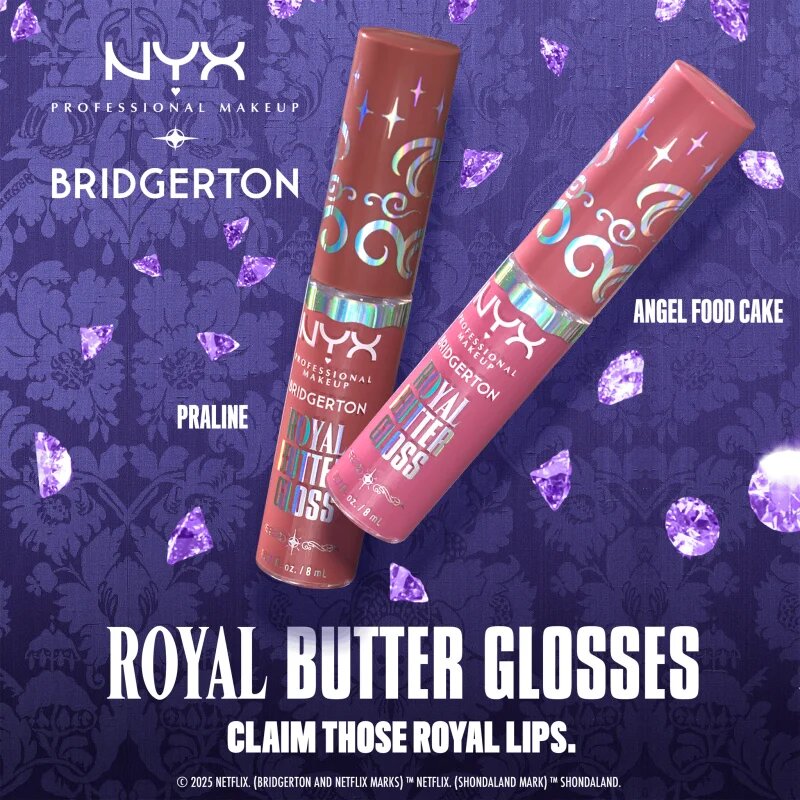 NYX Professional Makeup Bridgerton Royal Butter Gloss lesk na rty odstín 02 Praline 8 ml