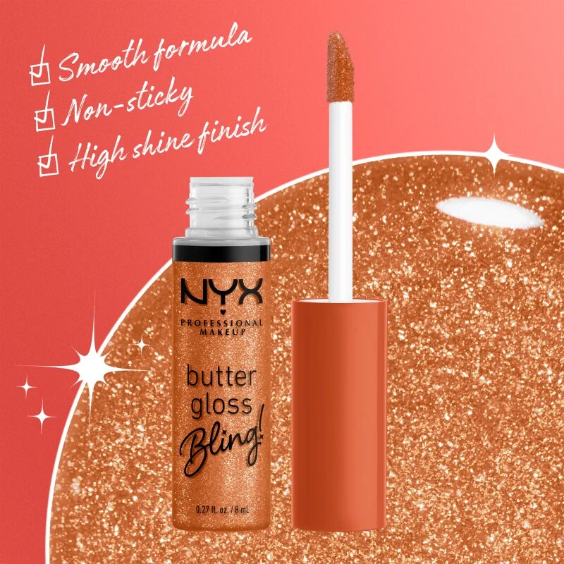 NYX Professional Makeup Butter Gloss Bling lesk na rty třpytivý odstín 03 Pricey 8 ml